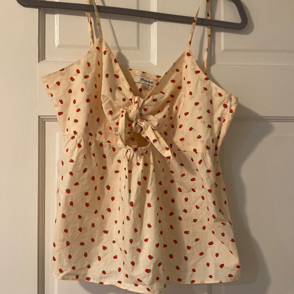 Madewell strawberry print cotton top